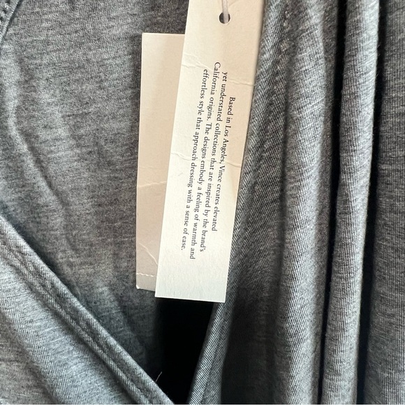 Vince Vince Jersey Knit Wrap Dress Sleeveless V
Neck Midi, Grey, New with Tags - Picture 7 of 7